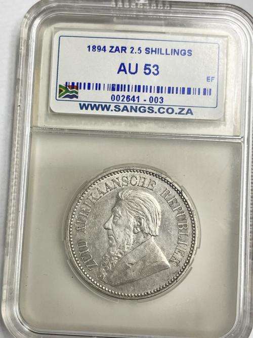 1894 ZAR - Half crown - Almost uncirculated SANGS AU53 -RARE