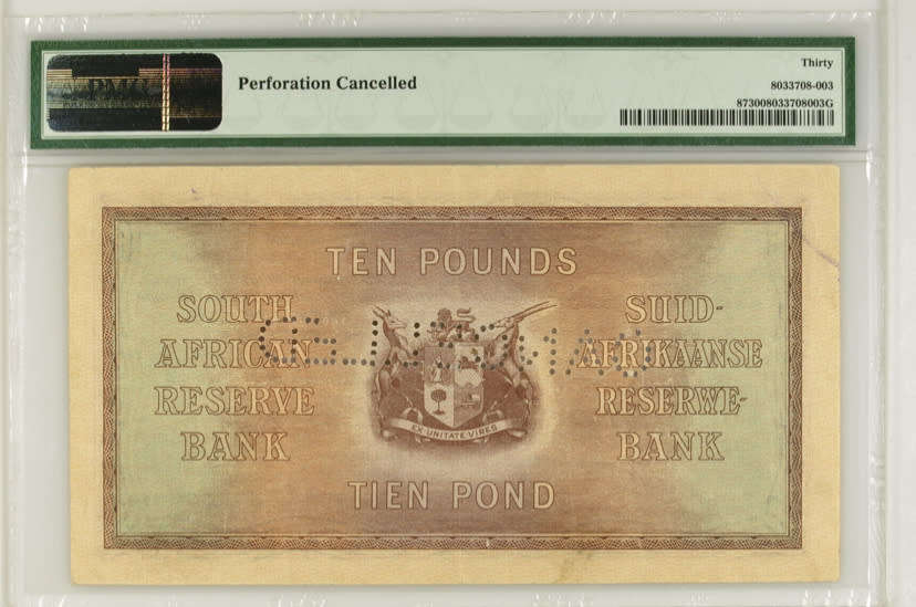 1943 Union Ten pounds PMG VF30