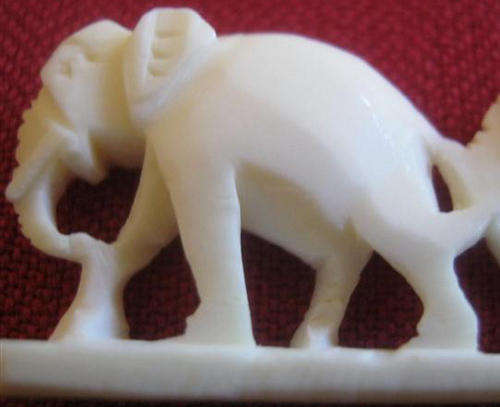 VINTAGE CARVED IVORY BROOCH, FASHIONED AS THREE ELEPHANTS.PERFECT !!