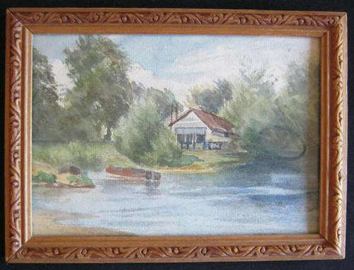 ANTIQUE WATERCOLOUR ON PAPER, UNSIGNED, FRAMED WITH WOOD, BEHIND GLASS