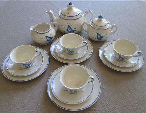 TEA FOR FOUR, YOU AND THREE OF YOUR FAVOURITE DOLLS, VINTAGE, CERAMIC TEA SET