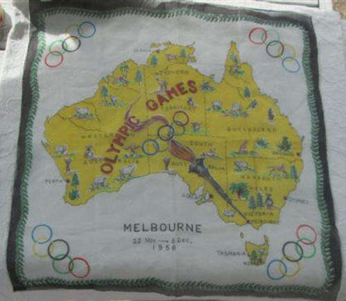 MELBOURNE 1956 OLYMPIC GAMES, SILK ADVERTISING SCARF