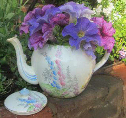 1940s FOLEY FOXGLOVE DESIGN, HAND PAINTED OVER TRANSFER  TEAPOT