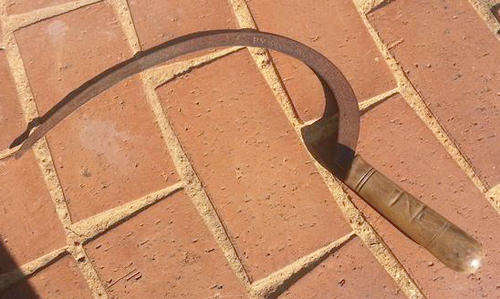 ANTIQUE HAND SICKLE WITH WOODEN HANDLE, PERFECT FOR COUNTRY DISPLAY !!!   GREAT CONDITION