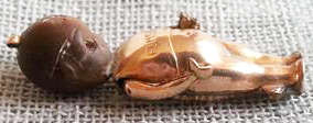 RARE !!! WW1 LUCKY CHARM, "FUMS UP" GOLD PLATED BODY WITH ARTICULATING ARMS, "TOUCH" WOODEN HEAD