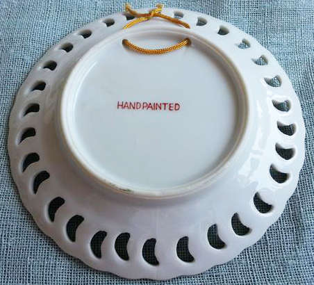 VINTAGE HAND PAINTED PORCELAIN MINIATURE PLATE,WITH GILDING PERFECT CONDITION.