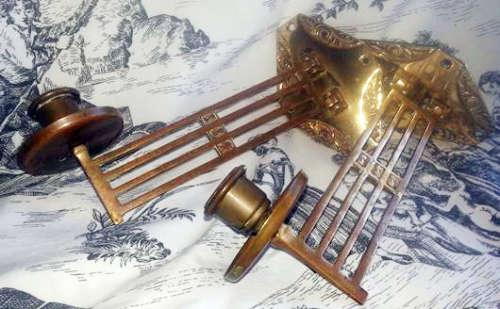 ART DECO PERIOD, SWIVEL ARMS, MATCHING  PAIR OF BRASS PIANO CANDLE SCONCES.....