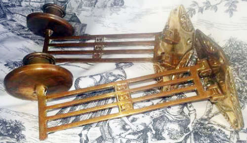 ART DECO PERIOD, SWIVEL ARMS, MATCHING  PAIR OF BRASS PIANO CANDLE SCONCES.....