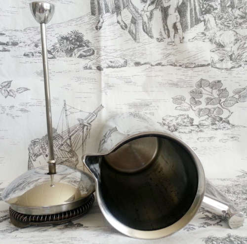 RETRO LOOKING, HEAVY QUALITY,  STAINLESS STEEL COFFEE PLUNGER, WOOLWORTHS.....