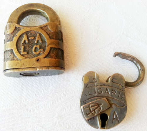 TWO ANTIQUE SMALL COLLECTIBLE PADLOCKS, INDIAN MADE ALIGARH, AND BRITISH MADE ANCIO