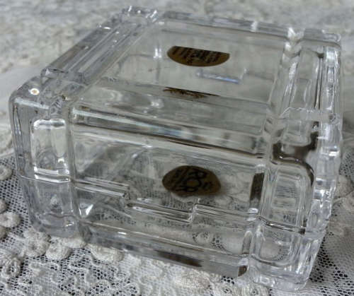 VINTAGE R C R , ROYAL CHRYSTAL ROC, 24% LEAD ITALIAN CRYSTAL ART DECO TRINKET BOX