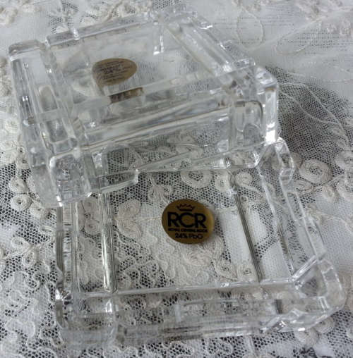VINTAGE R C R , ROYAL CHRYSTAL ROC, 24% LEAD ITALIAN CRYSTAL ART DECO TRINKET BOX