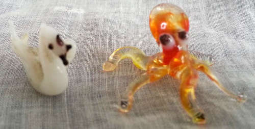 10 X ASSORTED HAND MADE VENETIAN GLASS MINIATURE ANIMALS, DOLL HOUSE PERFECT