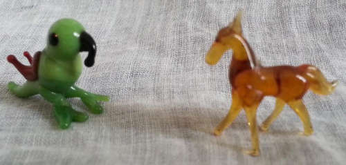 10 X ASSORTED HAND MADE VENETIAN GLASS MINIATURE ANIMALS, DOLL HOUSE PERFECT