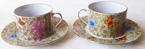 2x WIESENTHAL COFFEE CANS AND SAUCERS, DISHWASHER PROOF, UNUSED CONDITION