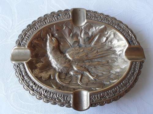 SOLID, WELL MADE, QUALITY BRASS DISH, PHEASANT BIRD DESIGN.