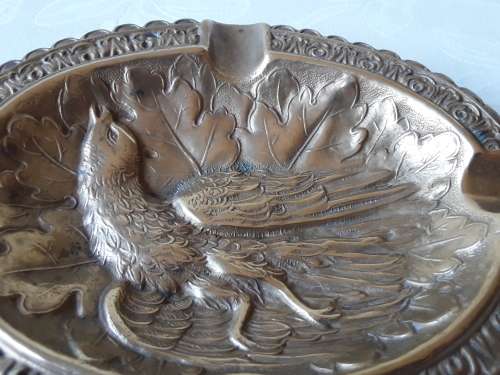 SOLID, WELL MADE, QUALITY BRASS DISH, PHEASANT BIRD DESIGN.