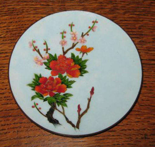 VINTAGE UNDAMAGED COLOURFUL CLOISONNE PLATE  12.3CM  CIR.