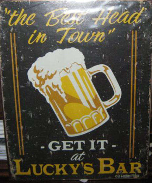 NOSTALGIC SIGN     BEST HEAD IN TOWN  !!!   40.5 X  31.5 CM.