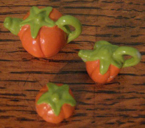 CUTE PUMPKIN TEA SET, POT H1.5 CM, C. 1.3CM, MILK H1 CM C 1CM,SUGAR H 1CM C1CM