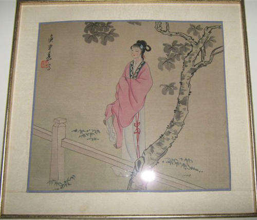 r1.00  SIGNED VINTAGE, CHINESE  WATERCOLOUR, WELL FRAMED.