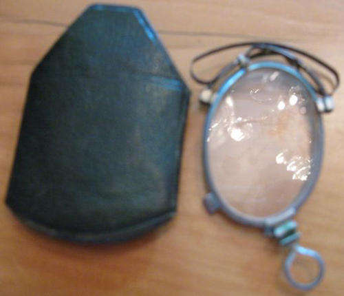 ANTIQUE C-BRIDGE, PINCE-NEZ SPECTACLES, IN THEIR ORIGINAL CASE.