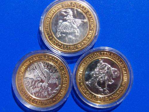 RARE LAS VEGAS GAMING TOKEN LIMITED EDITION 10 USD  PURE SILVER WITH GOLD PLATE