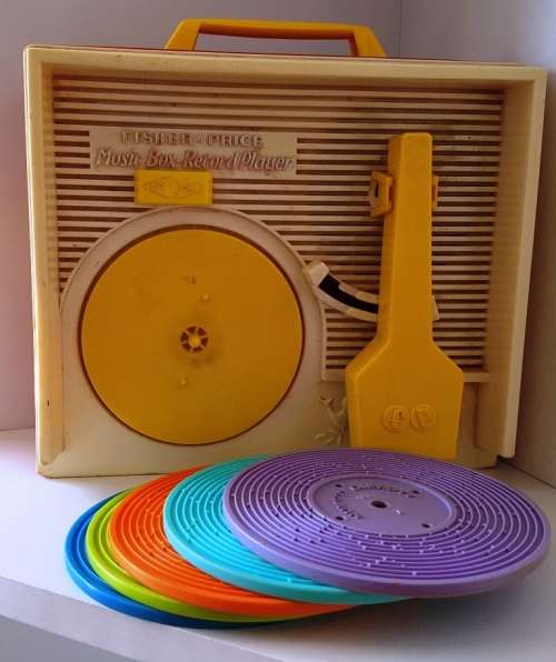 Vintage Fisher Price Music Box Record Player 5 records