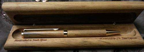 Hand made wooden pen in wooden pen case