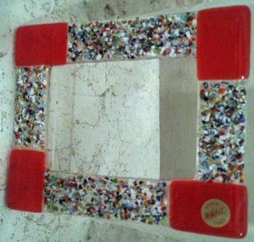 HANDMADE VETRO DI MURANO MILLEFIORI MOSAIC ART DECO GLASS TABLETOP PICTURE FRAME