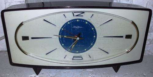 VINTAGE RETRO  RHYTHM MANTAL CLOCK WITH ALARM WORKING CONDITION