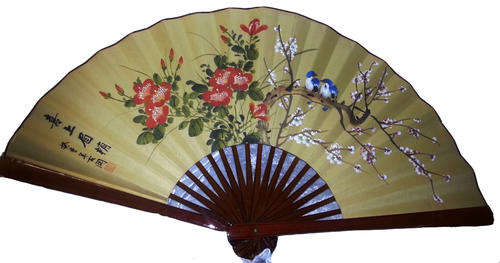 A TRUELY STUNNING PIECE - FAN WITH WATER COLOURS SIGNED BY ARTIST