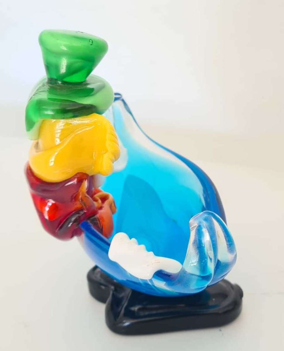 Murano Art Glass Clown Bowl. Produced in the 1970`s in Italy. Constructed from hand crafted, colored