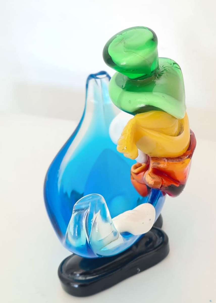 Murano Art Glass Clown Bowl. Produced in the 1970`s in Italy. Constructed from hand crafted, colored