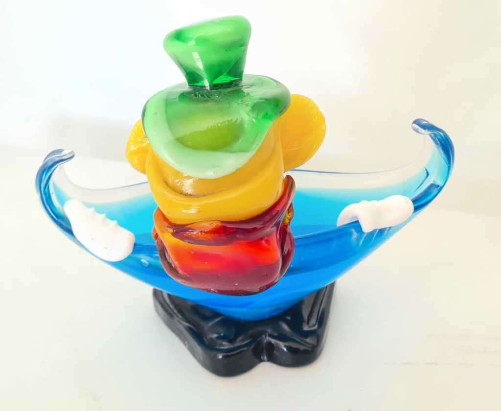 Murano Art Glass Clown Bowl. Produced in the 1970`s in Italy. Constructed from hand crafted, colored