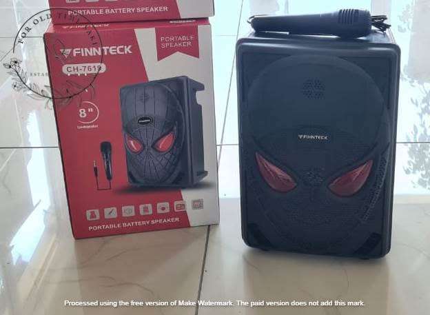 Finteck CH-7619 Portable 8` Karaoke Speaker with Mic, Built in USB MP3 Player  Flashing Lights