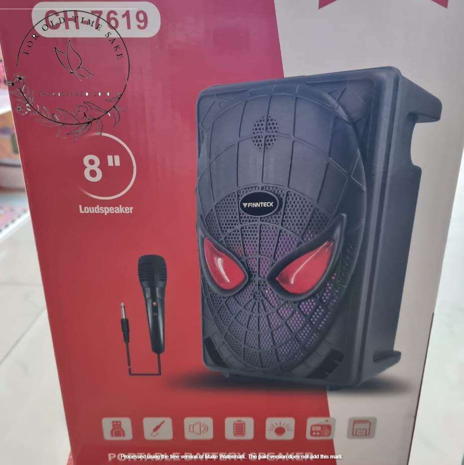 Finteck CH-7619 Portable 8` Karaoke Speaker with Mic, Built in USB MP3 Player  Flashing Lights
