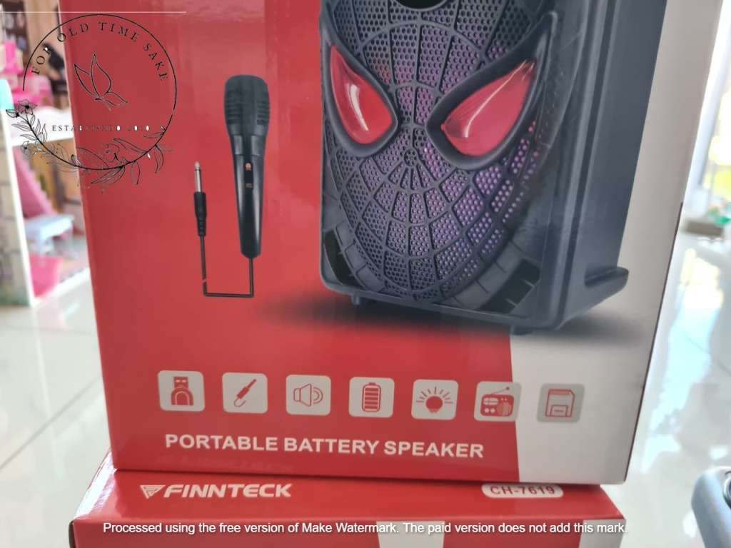 Finteck CH-7619 Portable 8` Karaoke Speaker with Mic, Built in USB MP3 Player  Flashing Lights