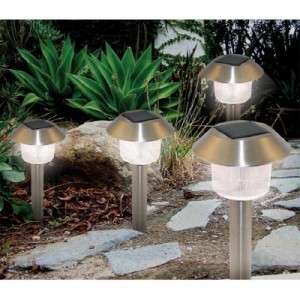 BEAUTIFUL***SINGLES SOLAR LED PATH LIGHTS**STAINLESS*STEEL*BID**NOW*****