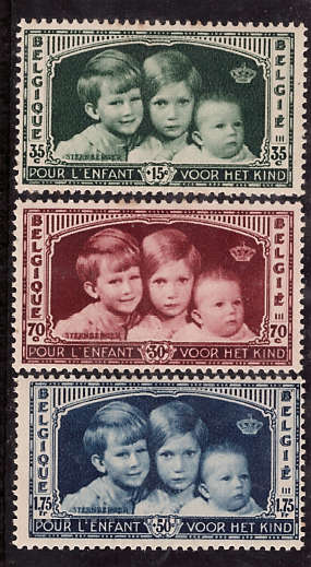 BELGIUM 1935 QUEEN ASTRIDS APPEAL SET OF 3 LMM. (LIGHTLY MOUNTED MINT) SG 680-2. CAT 8 POUNDS