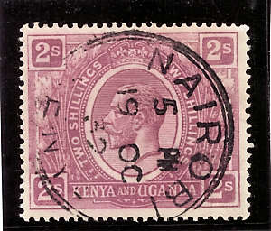 KENYA & UGANDA 1922-27 KGV DEFIN 2.0 DULL PURPLE FINE USED. SG 88. CAT R370