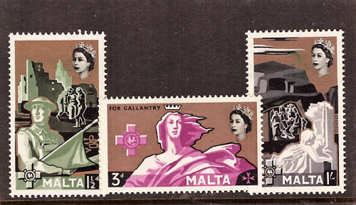 MALTA 1959 GEORGE CROSS COMMEMORATION SET OF 3 MOUNTED MINT.SG 292-94.CAT R45