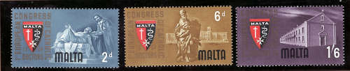 MALTA 1964 CATHOLIC DOCTORS CONGRESS SET OF 3 MOUNTED MINT.SG318-320.CAT R45