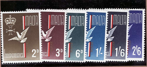 MALTA 1964 INDEPENDANCE SET OF 6 MOUNTED MINT.SG 321-326 CAT R80