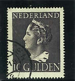NETHERLANDS 1946 QUEEN WILHELMINA 10 GULDEN VERY FINE USEDSG 619