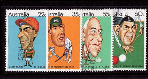 AUSTRALIA 1981 SPORTING PERSONALITIES CARICATURES SET OF 4 VFU.SG 766-769