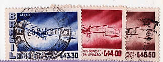 BRAZIL 1956 AIR.SANTOS DUMONT (AVIATION PIONEER) COMMEMORATION PART SET 3-5 USED.SG 950-952