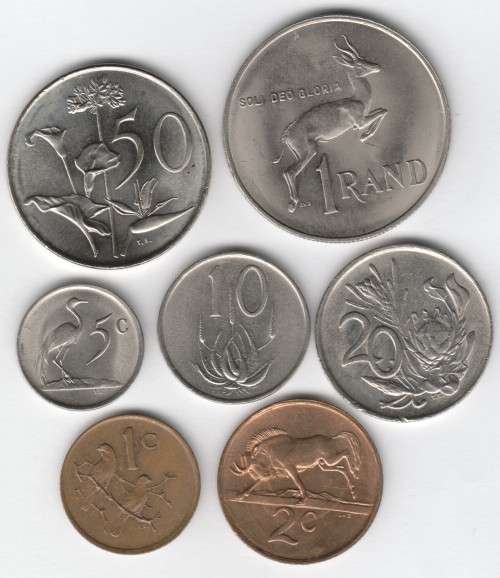 Lot of 1987 RSA coins - 1 Rand to 1 cent @ crazy R1 start