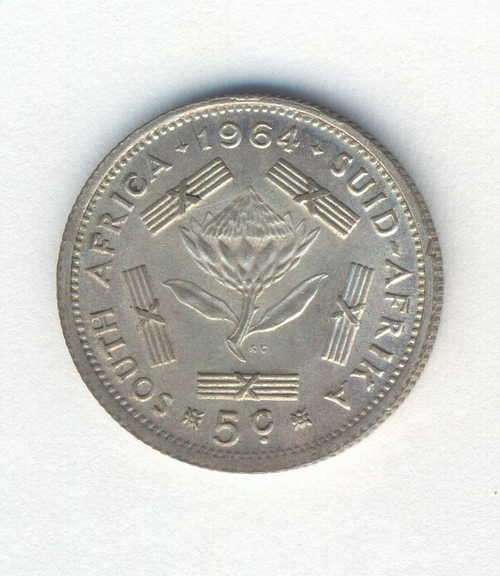 RSA 1964 5 Cent with cracked die to the left of the 1