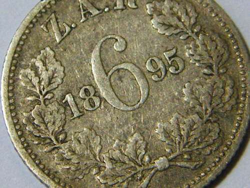1895 ZAR Kruger sixpence